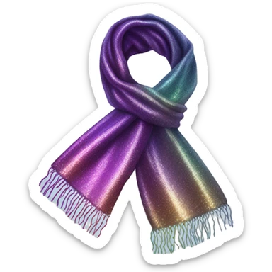 Realistic iridescent sparkle glitter winter scarf isolated. sticker