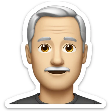 53 year old white man without a mustache and with short gray and black hair  sticker