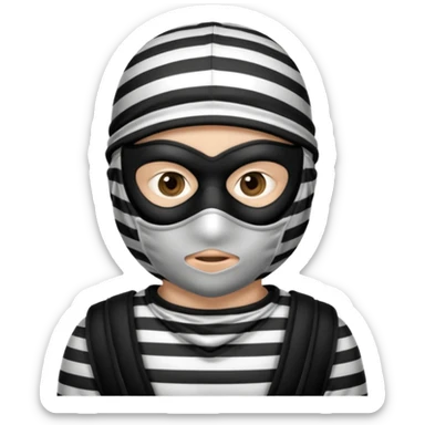 burglar with mask and black white clothes sticker