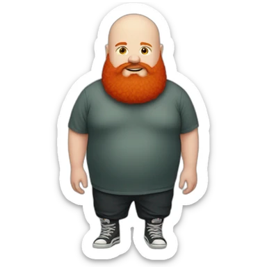 fat white bald skater with red beard sticker