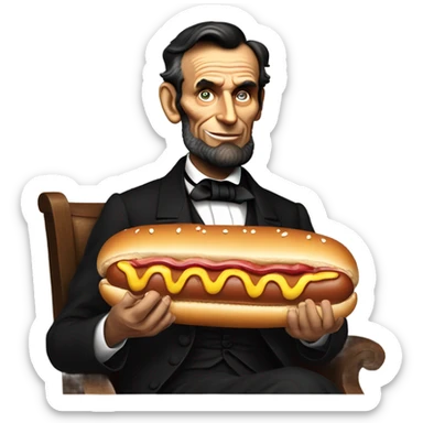 Abraham Lincoln eating a 10ft hot dog sticker