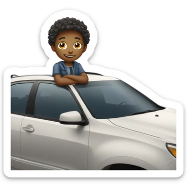Kid standing on car roof sticker