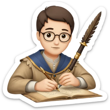 ancient Feathered pen scholar sticker