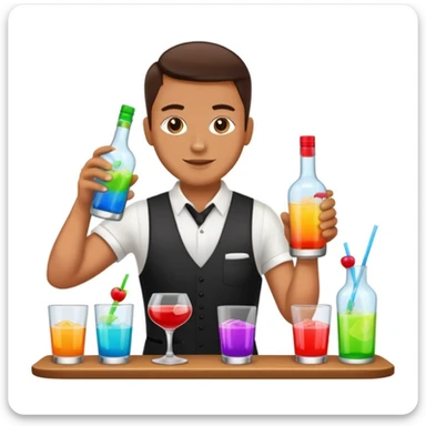 bartender mixing drinks, club backgroudn with bottles sticker