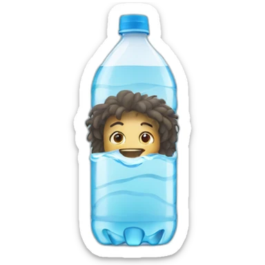 bottle of water with hair sticker