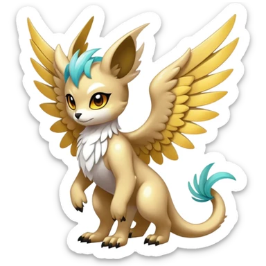 Anthro Sona Cool Edgy Cute Colorful Shy Winged Shiny Fakemon-Fantasy-Creature Full Body sticker