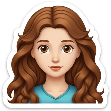 White girl with long wavy brown hair sticker