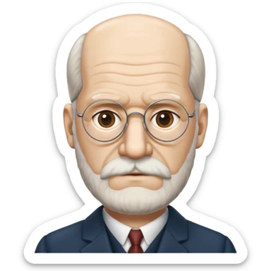 Sigmund Freud: create emoji using exact style: apple ios, 3D rendered, with exact words: я промолчу sticker