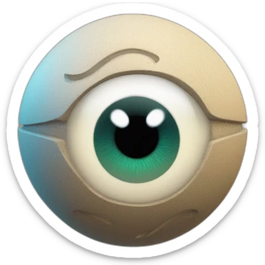 3d sphere with a cartoon Stray skin texture with Eye of Horus sticker