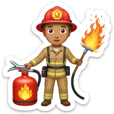 человек тушит огонь sticker