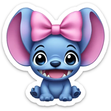 Stitch wearing pink bow sticker