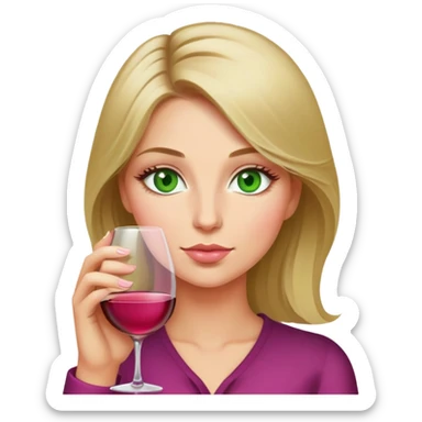 Dirty blonde woman with green eyes drinking pink Wine  sticker