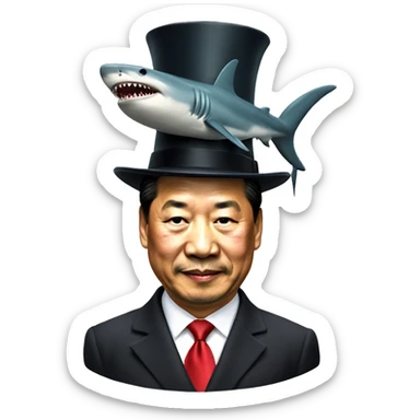 xijinping,shark with tophat sticker