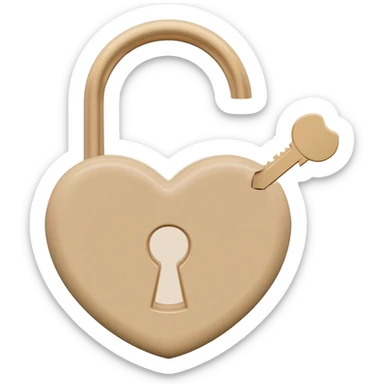 Light beige heart-shaped lock and key sticker