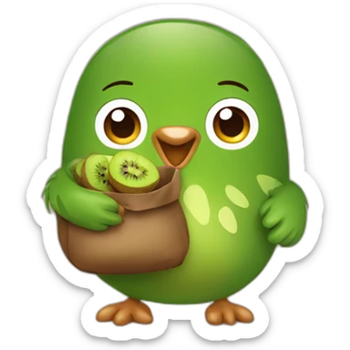 Cute kiwi holding totebag sticker