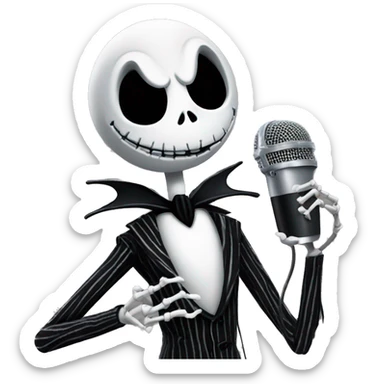 jack skellington singing with microphone  sticker