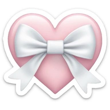 Pastel pink heart with white bow sticker