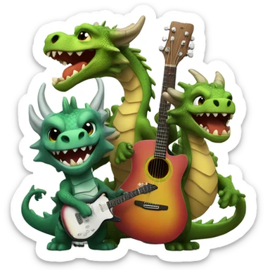 3 dragons from another planet, singing and playing guitars sticker