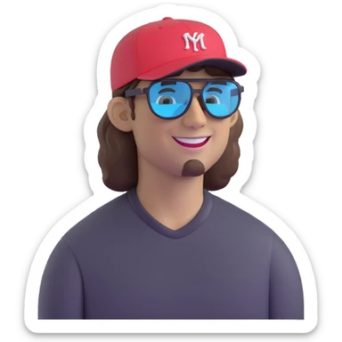 guy with brown hair, baseball cap, Pit Viper glasses, smiling, head turned slightly sticker
