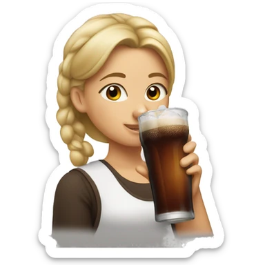 Girl chugging a glass of root beer sticker