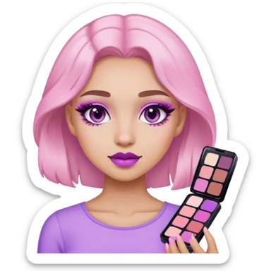 busco una niña que venda maquillaje que se llame florii y sus colores de identidad son el rosado claro ymorado claro sticker