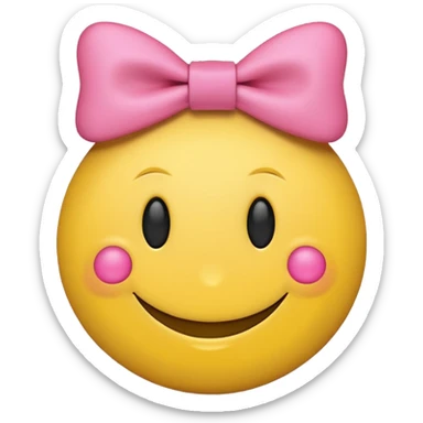 A smiley face with a little pink bow sticker