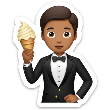 Eating ice cream and wearing a tuxedo sticker