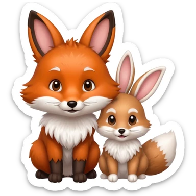 fox and rabbit cute sticker