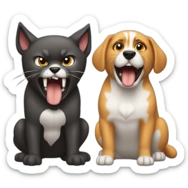 A dog and a cat fighting both are EXTREMELY mad sticker
