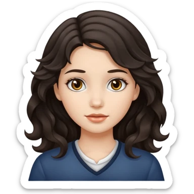 girl with dark wavy hair and white highlights on her hair  sticker