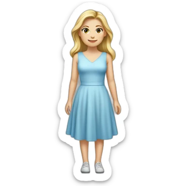 White girl wearing a light blue dress sticker