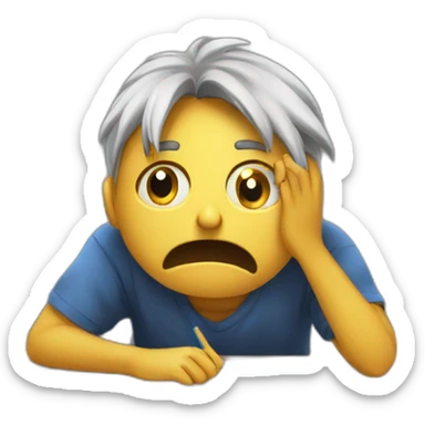 Terrified student learning stressed out for exam on desk sticker