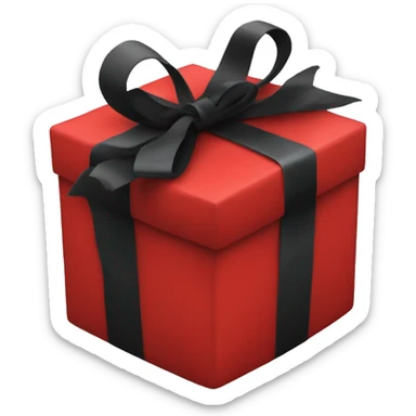 red gift tied with black ribbon sticker