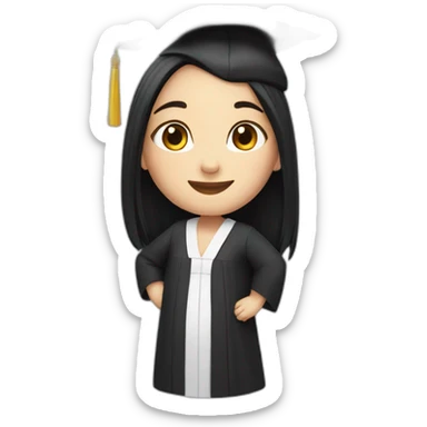 Chubby girl black long hair pretty law graduate cheerful sticker