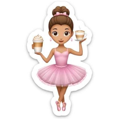 A ballerina with a cappucino cup as her head sticker