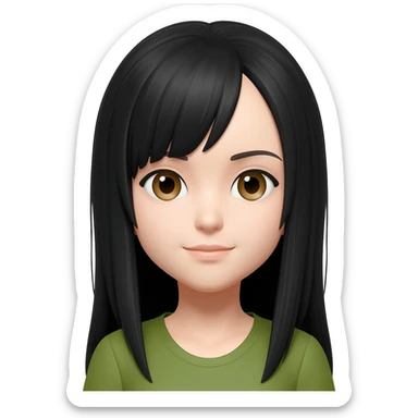matcha girl black hair hazel eyes sticker