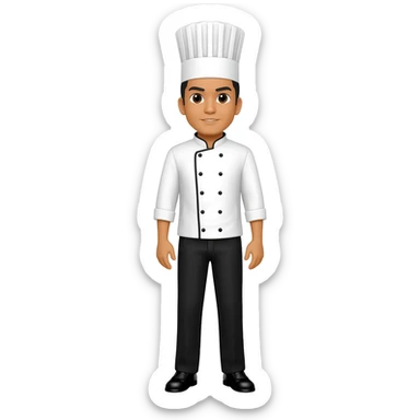 Filipino man chef uniform and black pants shoes sticker