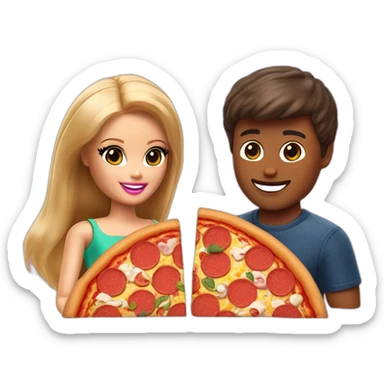 Barbie et ken mangeant un pizza sticker