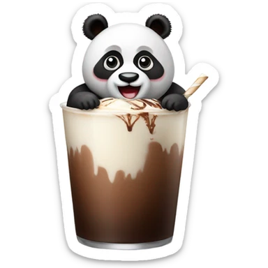 Panda met chocolademelk sticker