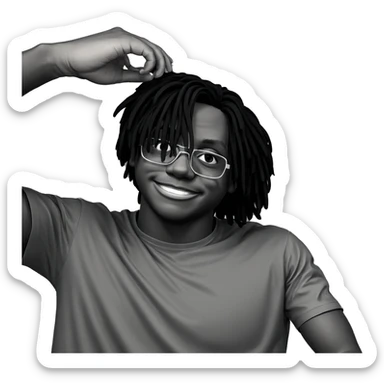 smiling boy in monochrome sticker