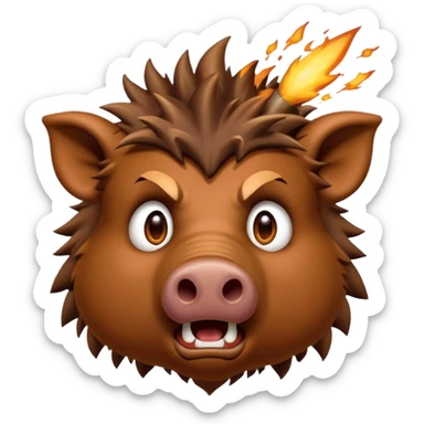 A shocked boar, with its top head exploding from shock a mix of 🐗 facing forward, and this emoji-🤯 sticker