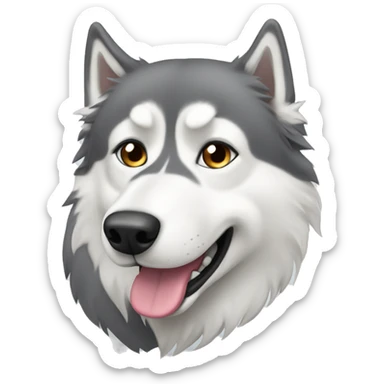 Gray and white long hair Husky sticker