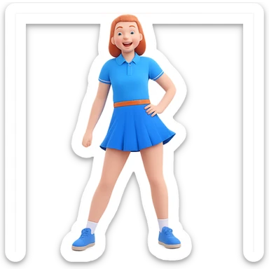 Make the blue pleated school skirt even shorter, cheerful and rebellious, with no background. sticker