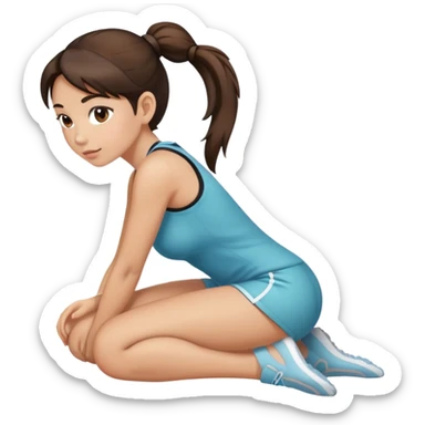 Brunette on knees with ponytail  sticker