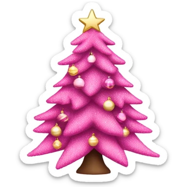 Pink dacorated Christmas tree  sticker