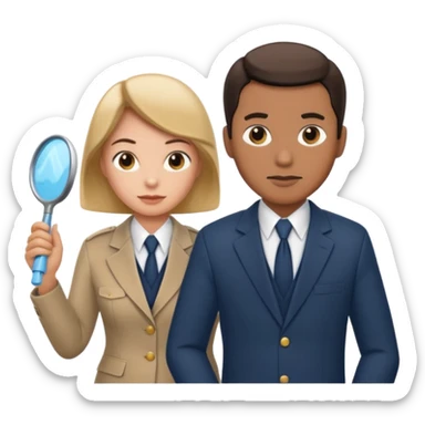 Ein Detektiv Mann  interviewt eine Putzfrau  sticker