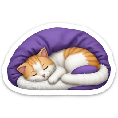 emoji of sleeping cat, its pose is lying, it has on his head FedEx delivery cap sticker