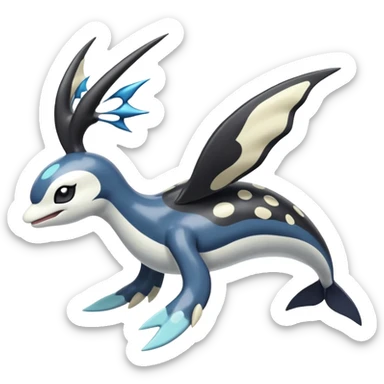 Black and white smooth glossy soft hot spotted Meloetta-Dialga-Orca-Giratina-Noibat-Pokémon-Fakémon-fusion-hybrid-creature sticker