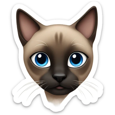 Dark brown Siamese cat with black paws and blue eyes  sticker
