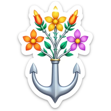un trident normal juste il y a des fleurs entoure sticker
